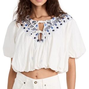 Free People Joni Embroidered Top